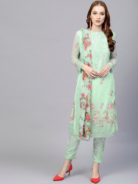 

Saree mall Sea Green Embroidered Semi-Stitched Dress Material