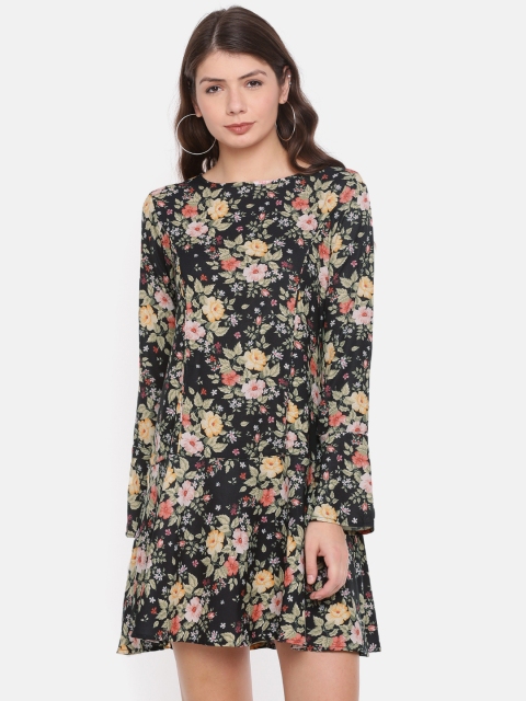 

ELLE Women Black Printed A-Line Dress