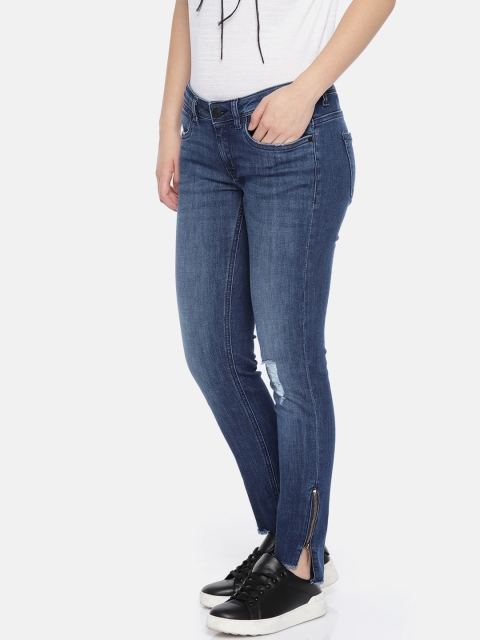 

ELLE Women Blue Skinny Fit Mid-Rise Low Distress Stretchable Jeans