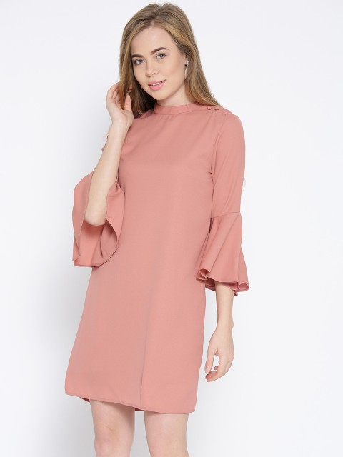

ELLE Women Pink Solid A-Line Dress