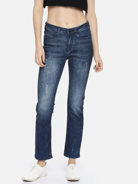 

Elle Women Blue Slim Fit Mid-Rise Low Distress Stretchable Jeans