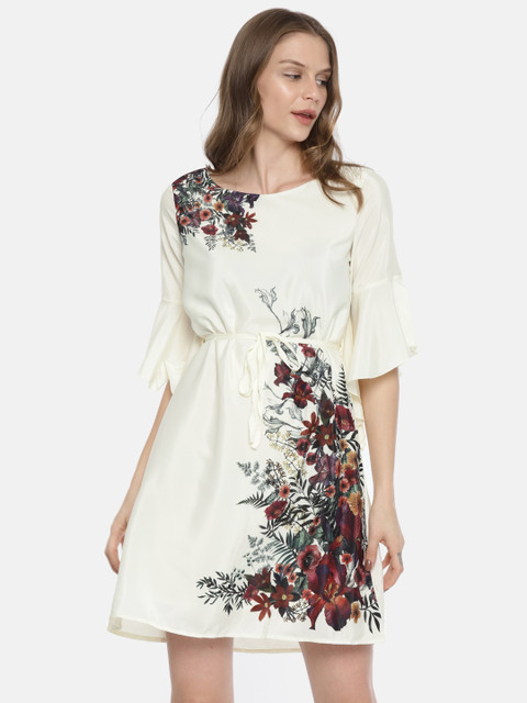 

Elle Women Off-White Printed A-Line Dress
