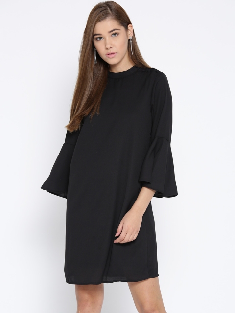 

Elle Women Black Solid A-Line Dress