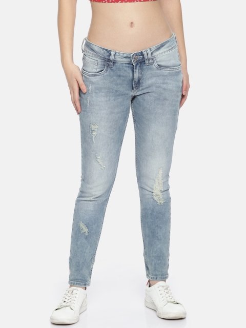 

Elle Women Blue Skinny Fit Mid-Rise Mildly Distressed Stretchable Jeans