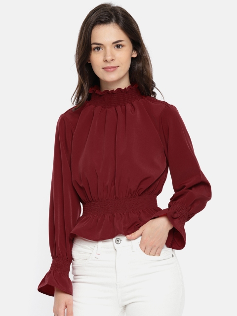 

Elle Women Red Solid Cinched Waist Top