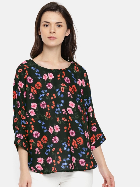 

Elle Women Black Printed High-Low Top