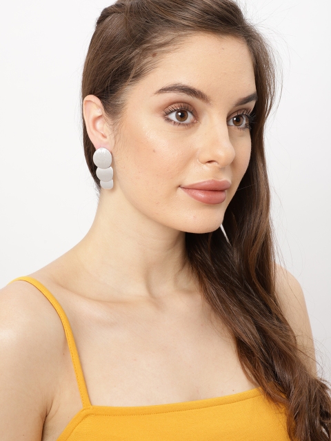 

Ayesha Silver-Toned Circular Drop Earrings
