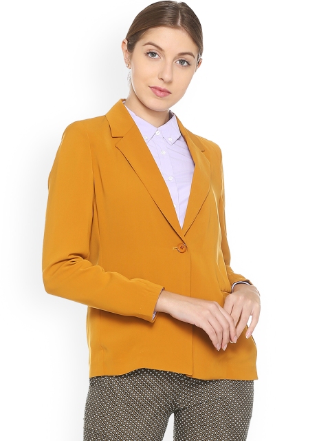 

Van Heusen Woman Mustard Yellow Single-Breasted Regular Fit Blazer