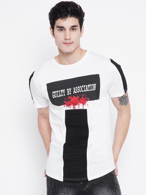 

FUGAZEE Men White & Black Printed Round Neck T-shirt
