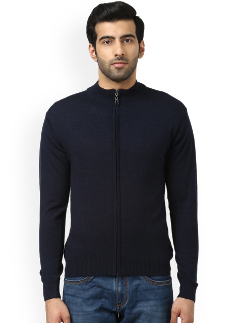 

Raymond Men Blue Solid Woolen Front-Open