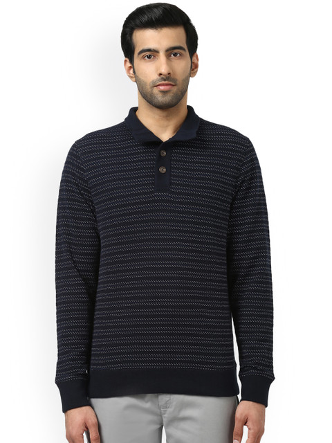 

Raymond Men Blue Striped Sweatshirt