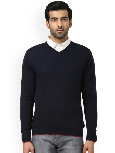 

Raymond Men Navy Blue Solid Pullover