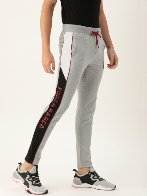 

FC Barcelona Men's Grey Melange Solid Track Pants with Side Stripes