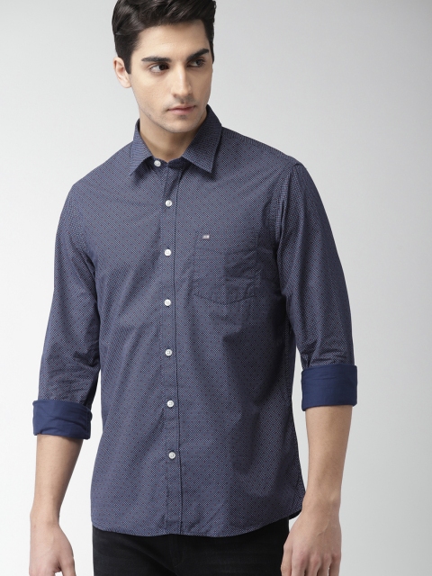 

Arrow Sport Men Navy Slim Fit Printed Casual Shirt, Navy blue