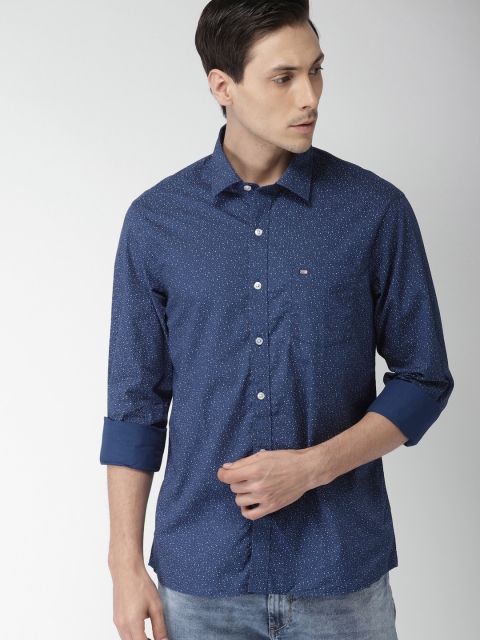

Arrow Sport Men Navy Slim Fit Printed Casual Shirt, Navy blue