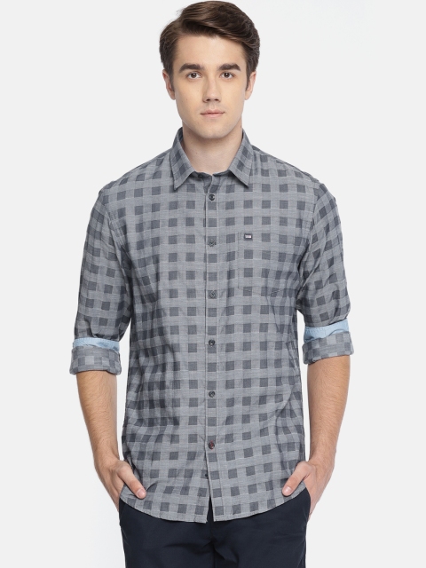 

Arrow Sport Men Navy & Grey Slim Fit Checked Casual Shirt, Navy blue