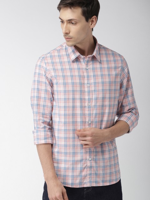

Arrow Sport Men Orange & Blue Slim Fit Checked Casual Shirt