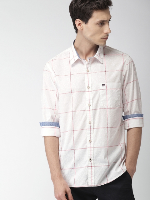 

Arrow Sport Men White & Red Slim Fit Checked Casual Shirt