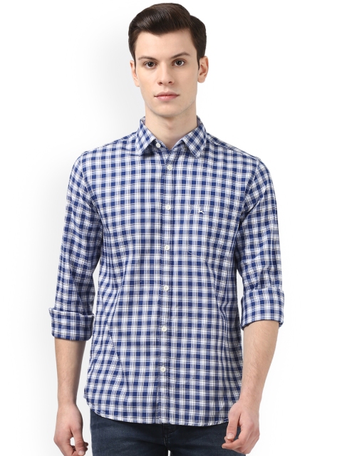 

Parx Men Navy Blue & White Slim Fit Checked Casual Shirt