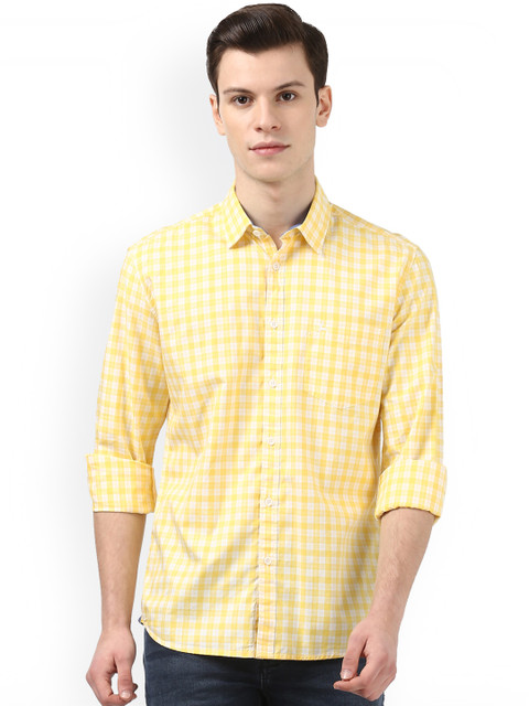 

Parx Men Yellow & White Slim Fit Checked Casual Shirt
