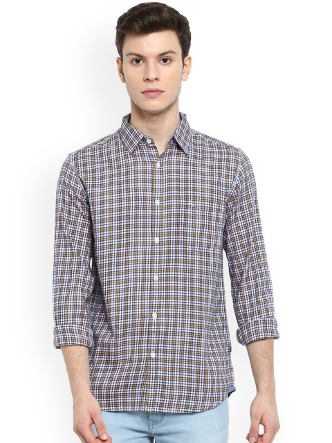 

Parx Men Blue & Yellow Slim Fit Checked Casual Shirt
