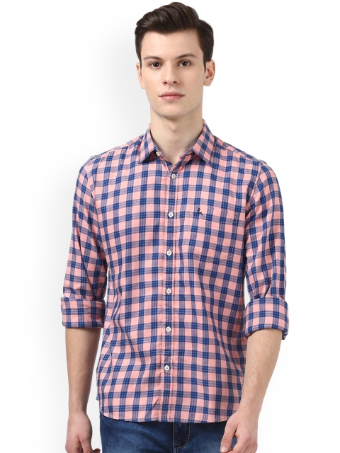 

Parx Men Pink & Navy Blue Slim Fit Checked Casual Shirt