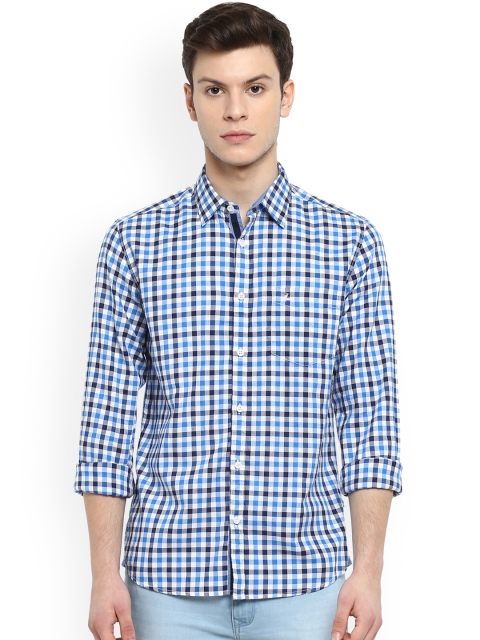 

Parx Men Blue & White Slim Fit Checked Casual Shirt