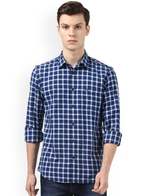 

Parx Men Navy Blue & White Slim Fit Checked Casual Shirt