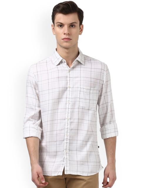 

Parx Men White Slim Fit Checked Casual Shirt