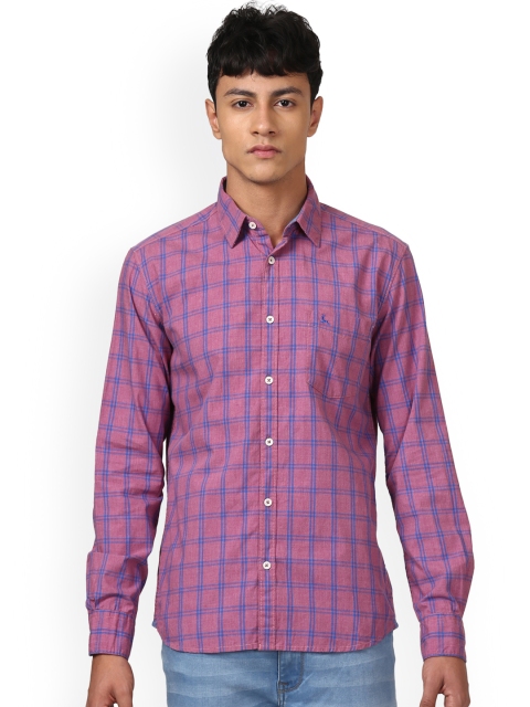 

Parx Men Pink Slim Fit Checked Casual Shirt