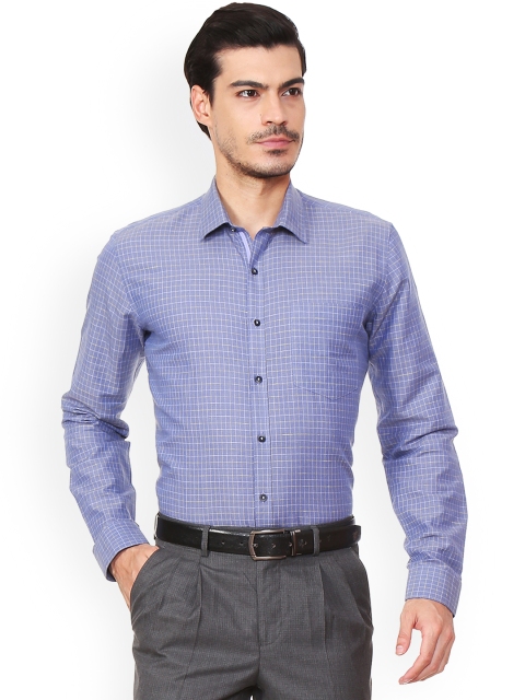

Van Heusen Men Blue & White Slim Fit Checked Formal Shirt