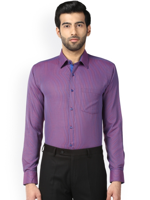 

Park Avenue Men Purple & Red Slim Fit Striped Formal Shirt