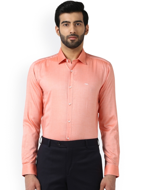 

Park Avenue Men Peach-Coloured Slim Fit Self Design Formal Shirt
