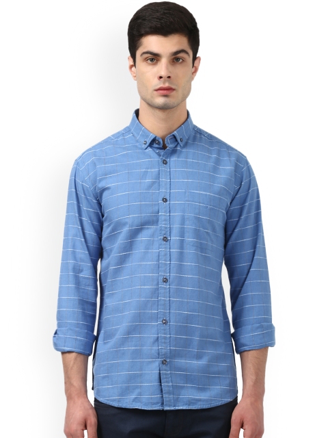 

Park Avenue Men Blue & White Slim Fit Checked Casual Shirt
