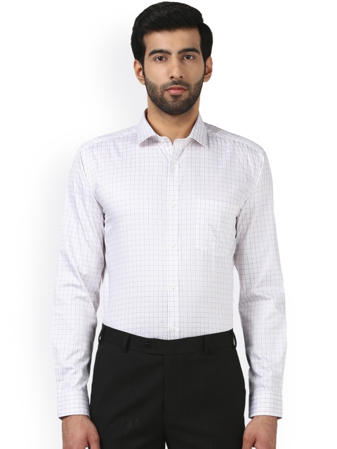

Park Avenue Men White Slim Fit Checked Formal Shirt