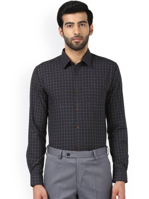 

Park Avenue Men Charcoal Grey Slim Fit Checked Formal Shirt