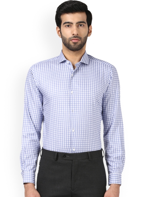 

Park Avenue Men Blue & Off-White Slim Fit Checked Formal Shirt