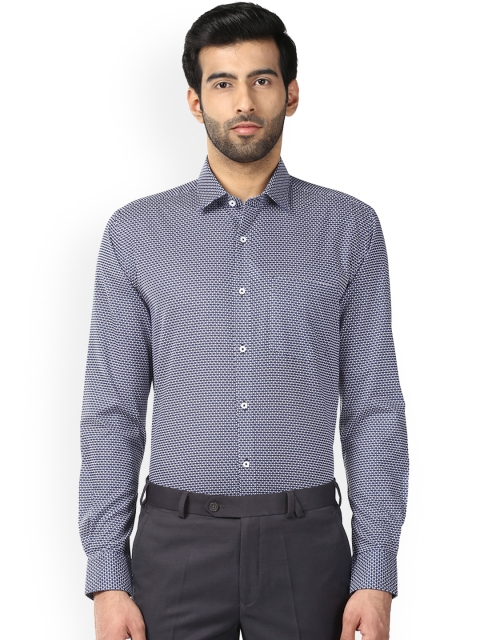 

Park Avenue Men Navy Blue & Off-White Slim Fit Printed Formal Shirt