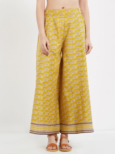 

Soie Women Mustard Straight Printed Palazzos