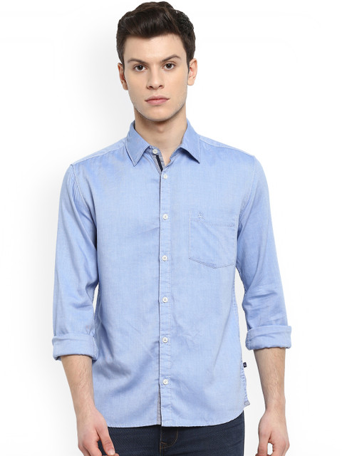 

Parx Men Blue Slim Fit Solid Casual Shirt
