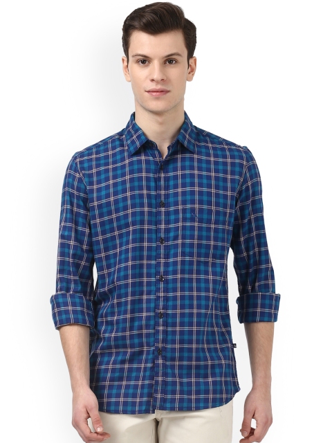 

Parx Men Blue Slim Fit Checked Casual Shirt