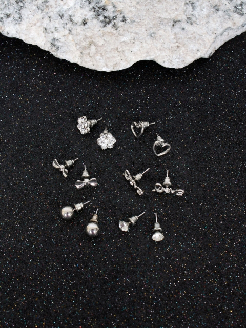 

Ayesha Women Silver-Toned Set of 6 Earrings