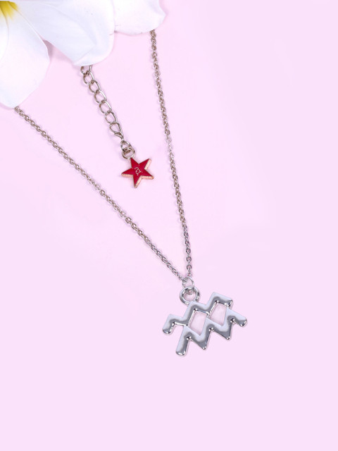 

Ayesha Women Silver-Toned Aquarius Symbol Pendant with Chain