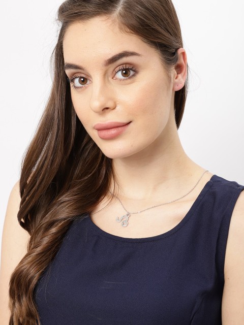 

Ayesha Women Silver-Toned Leo Shaped Pendant With Chain