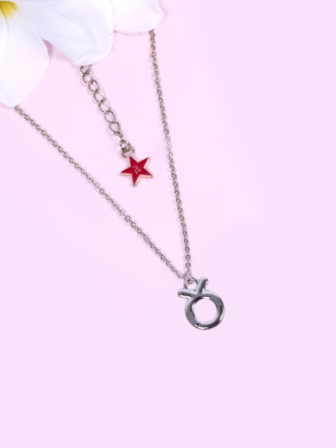 

Ayesha Women Silver-Toned Taurus Symbol Pendant with Chain