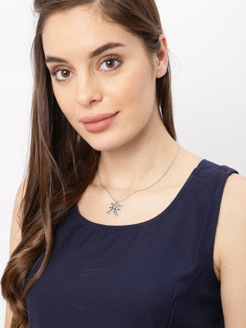 

Ayesha Women Silver-Toned Pisces Shaped Pendant With Chain