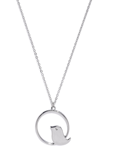

Ayesha Silver-Toned Bird In A Ring Pendant With Chain