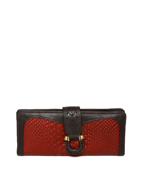 

Hidesign Women Red & Coffee Brown Snakeskin Texture Two Fold Wallet