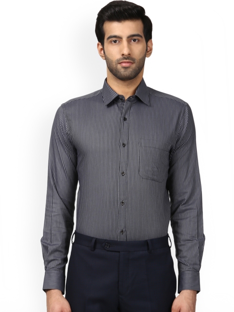 

Raymond Men Black & Grey Regular Fit Striped Formal Shirt