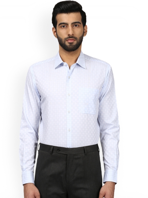 

Raymond Men Blue & Off-White Regular Fit Checked Formal Shirt